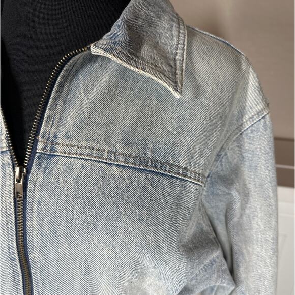 Whiteroom + Cactus Denim Long Sleeve Full Zip Mini Dress Light Wash Blue Size M - Picture 7 of 16